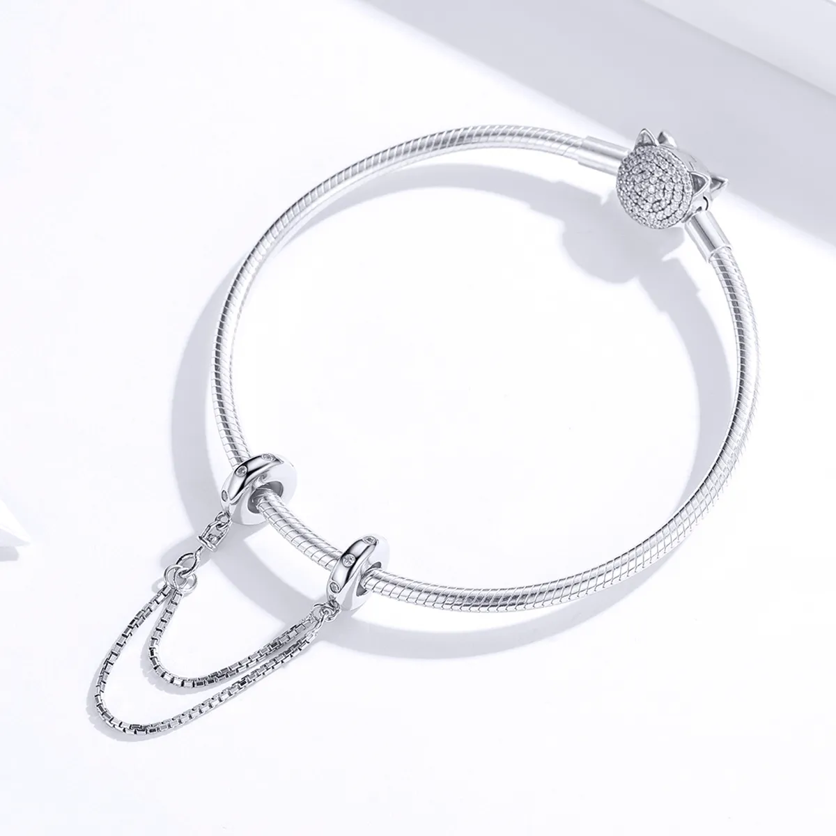 Pandora Style Silver Safety Chain Charm, Simple Chain - SCC1419