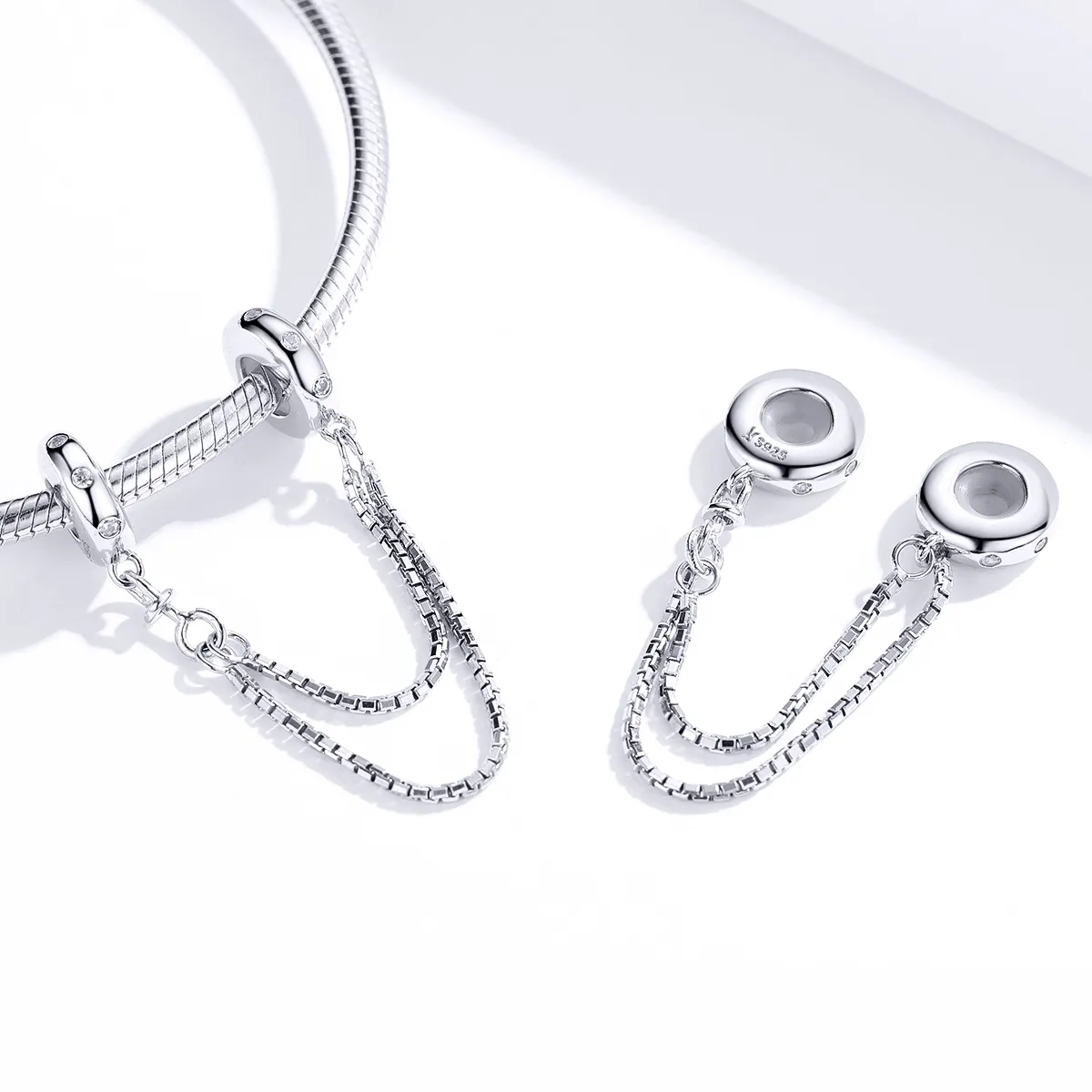 Pandora Style Silver Safety Chain Charm, Simple Chain - SCC1419