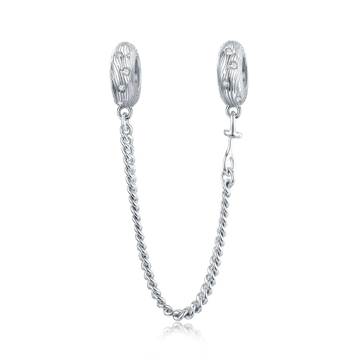 Pandora Style Silver Safety Chain Charm, Water Wave - SCC1577