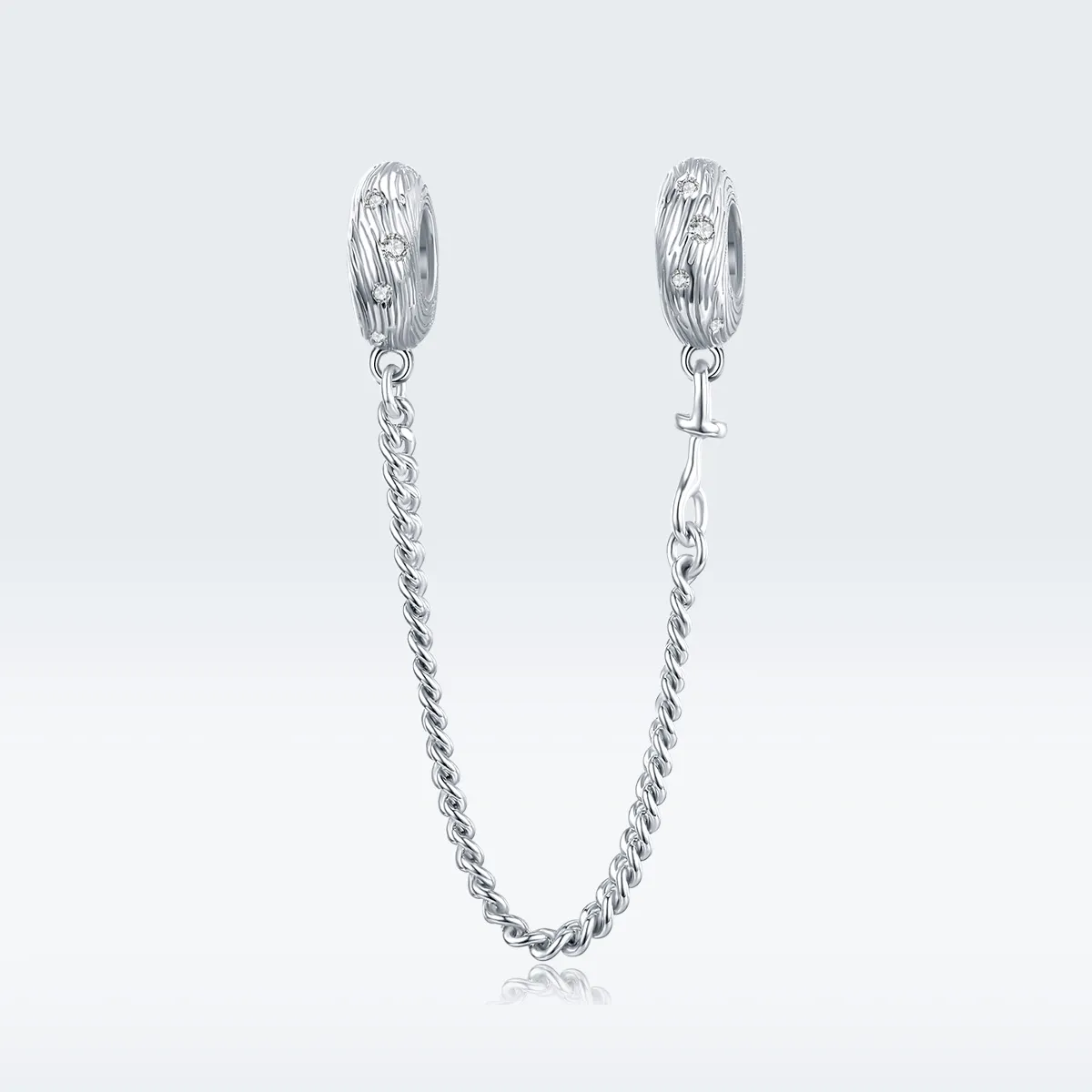 Pandora Style Silver Safety Chain Charm, Water Wave - SCC1577