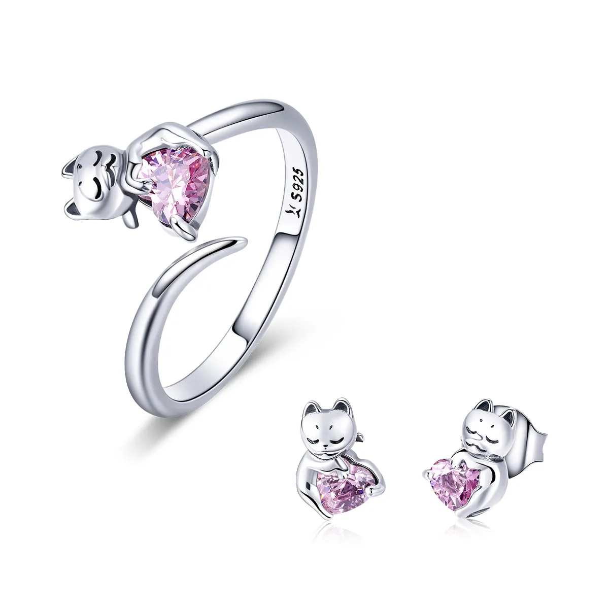 Pandora Style Set, Bicolor Adorable Cat - SET002