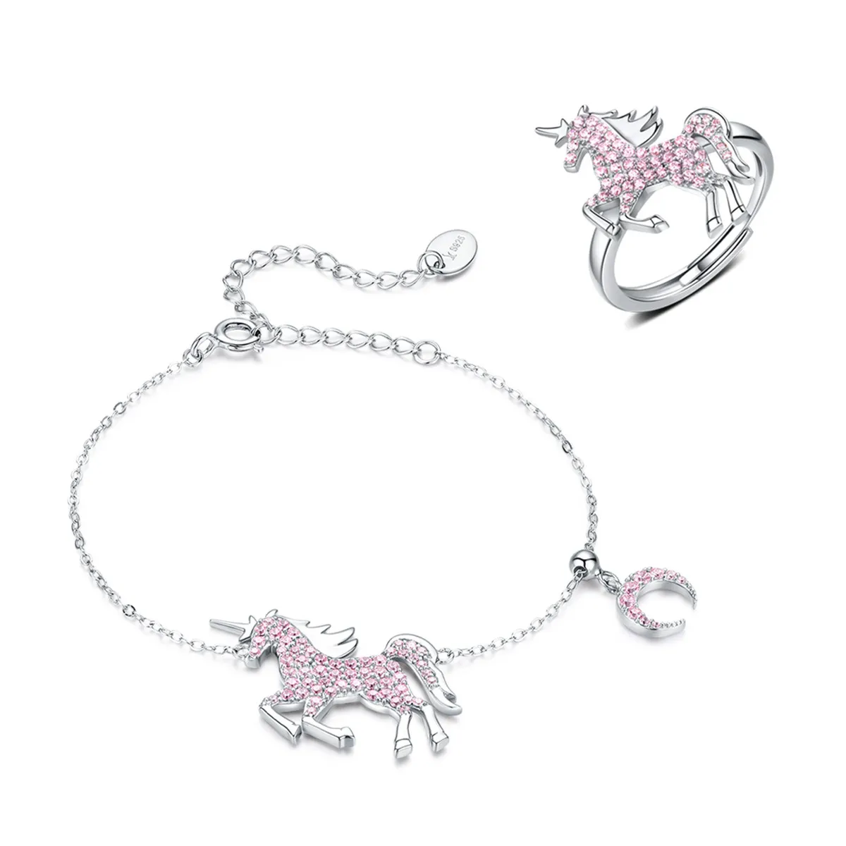 Pandora Style Set, Bicolor Cute Unicorn - SET009