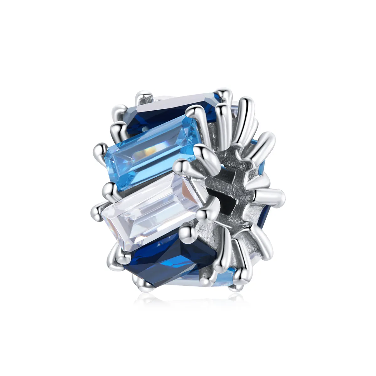 Pandora Style Silver Spacer Charm, Blue Square - SCC1806