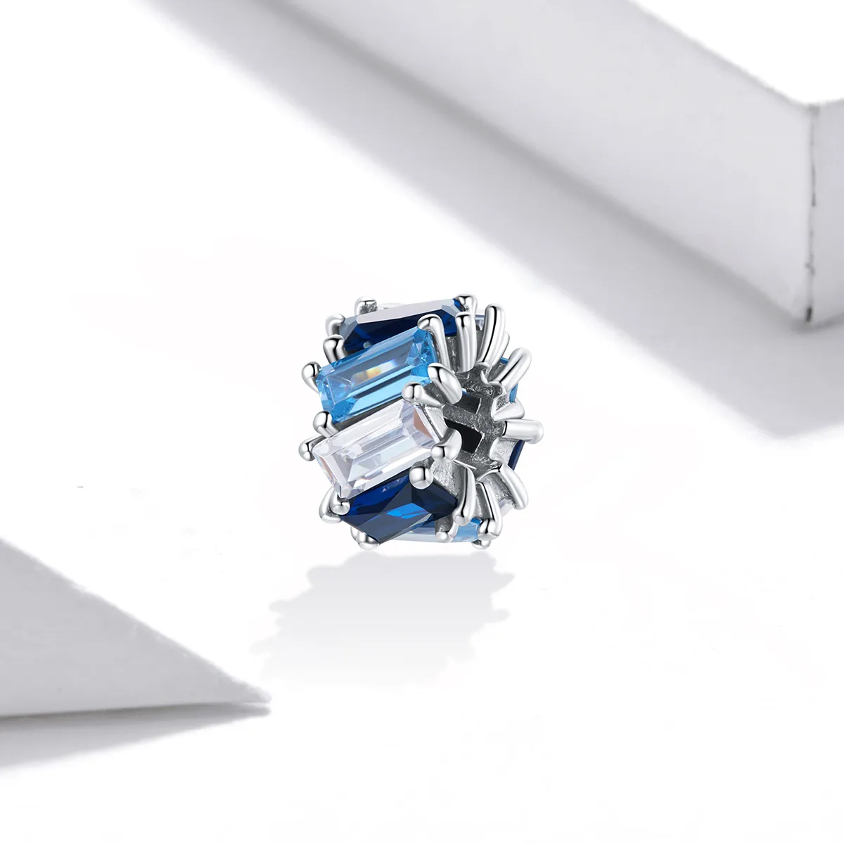 Pandora Style Silver Spacer Charm, Blue Square - SCC1806