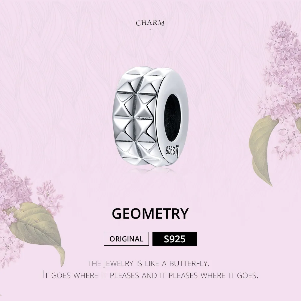 Pandora Style Silver Spacer Charm, Geometry - SCC1789