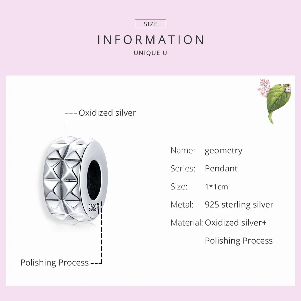 Pandora Style Silver Spacer Charm, Geometry - SCC1789