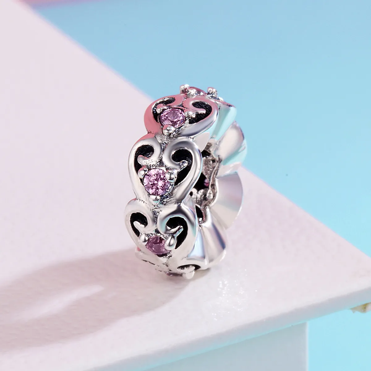 Pandora Style Silver Spacer Charm, Heart Shape - SCC339