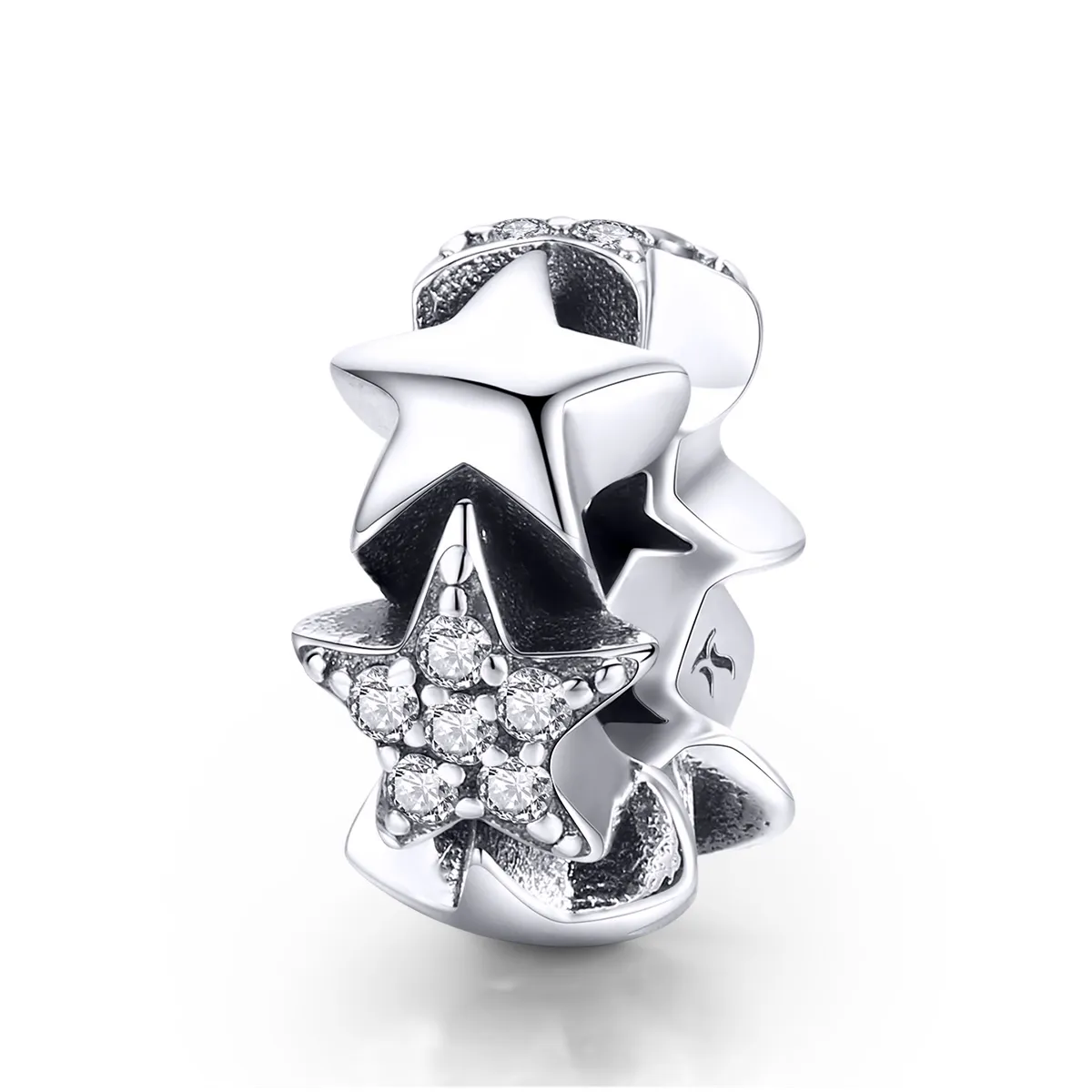 Pandora Style Silver Spacer Charm, Little Stars - SCC929