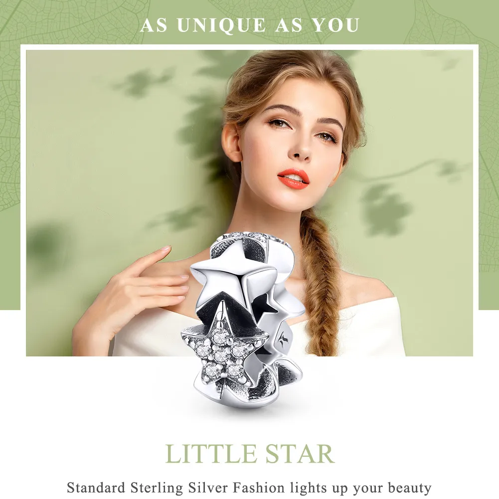 Pandora Style Silver Spacer Charm, Little Stars - SCC929