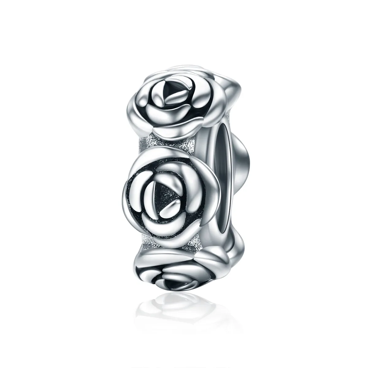 Pandora Style Silver Spacer Charm, Rose Wreath - SCC596