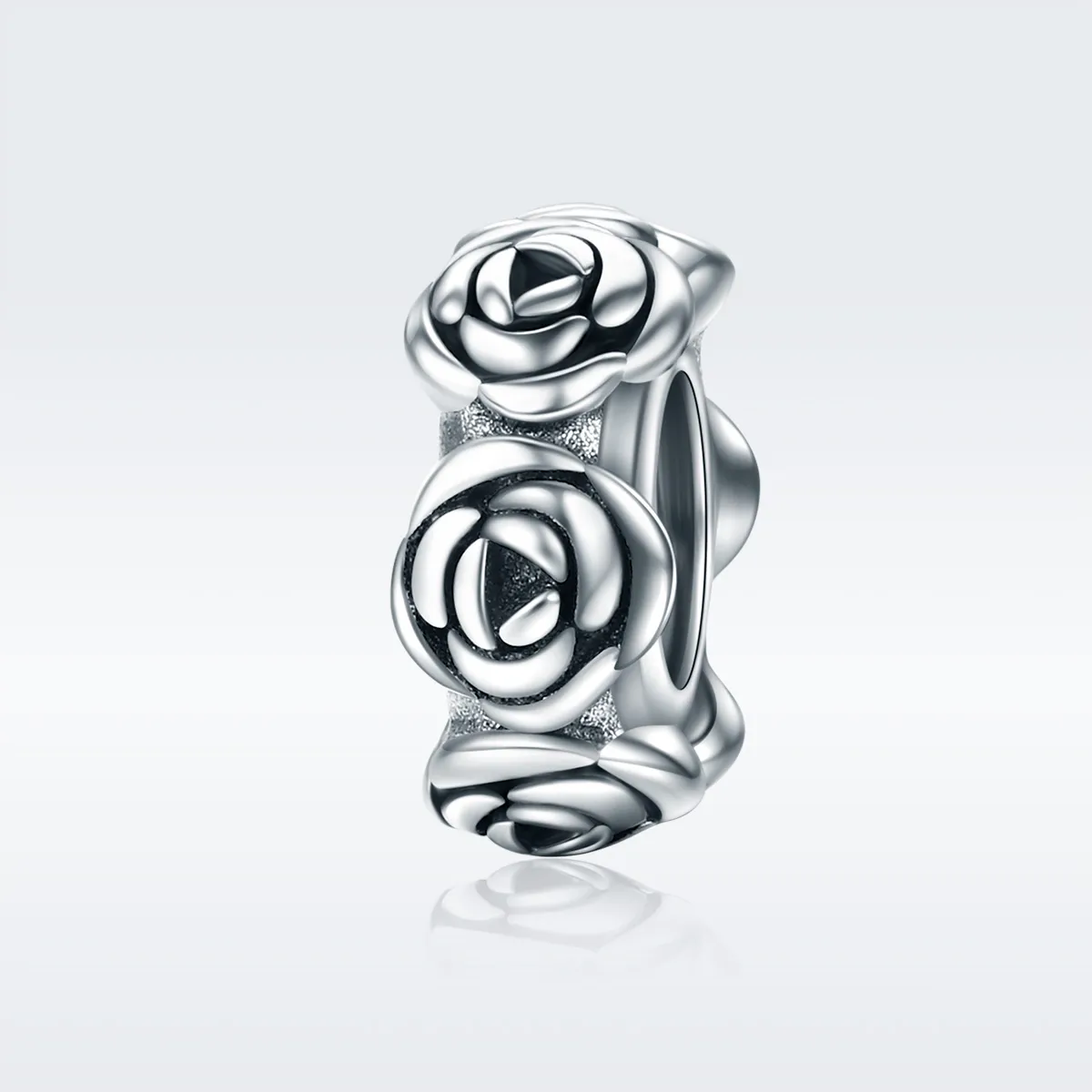 Pandora Style Silver Spacer Charm, Rose Wreath - SCC596