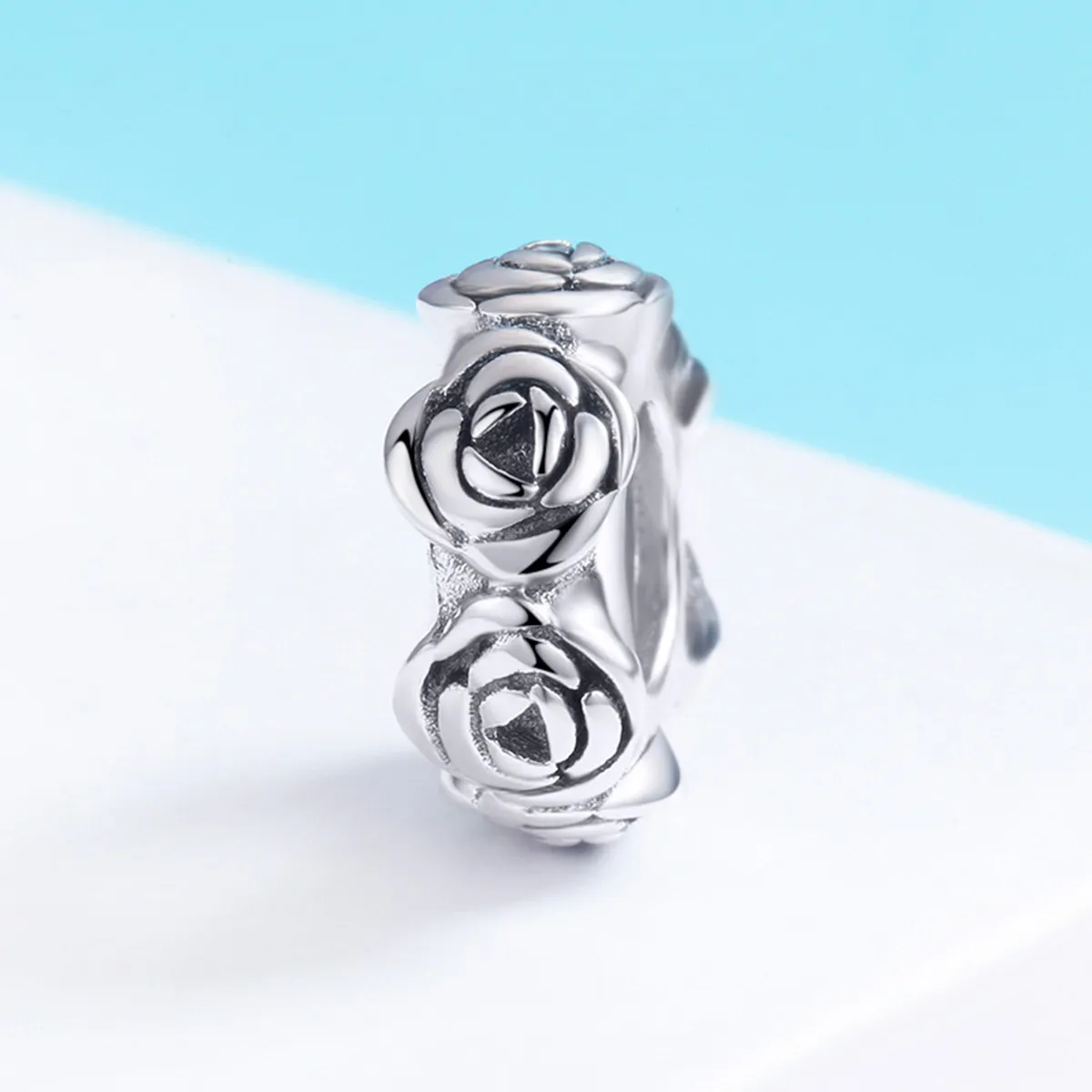 Pandora Style Silver Spacer Charm, Rose Wreath - SCC596