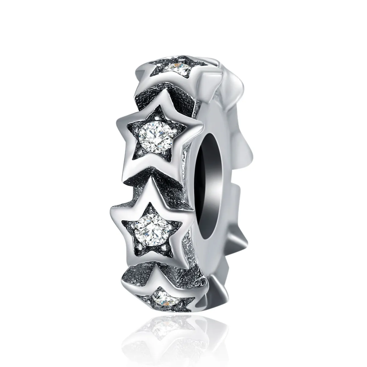 Pandora Style Silver Spacer Charm, Star - SCC244