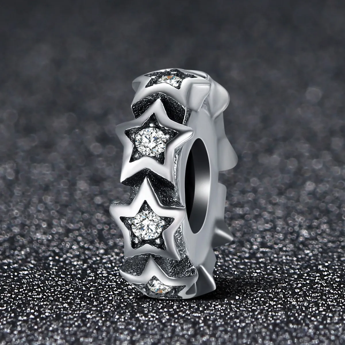 Pandora Style Silver Spacer Charm, Star - SCC244