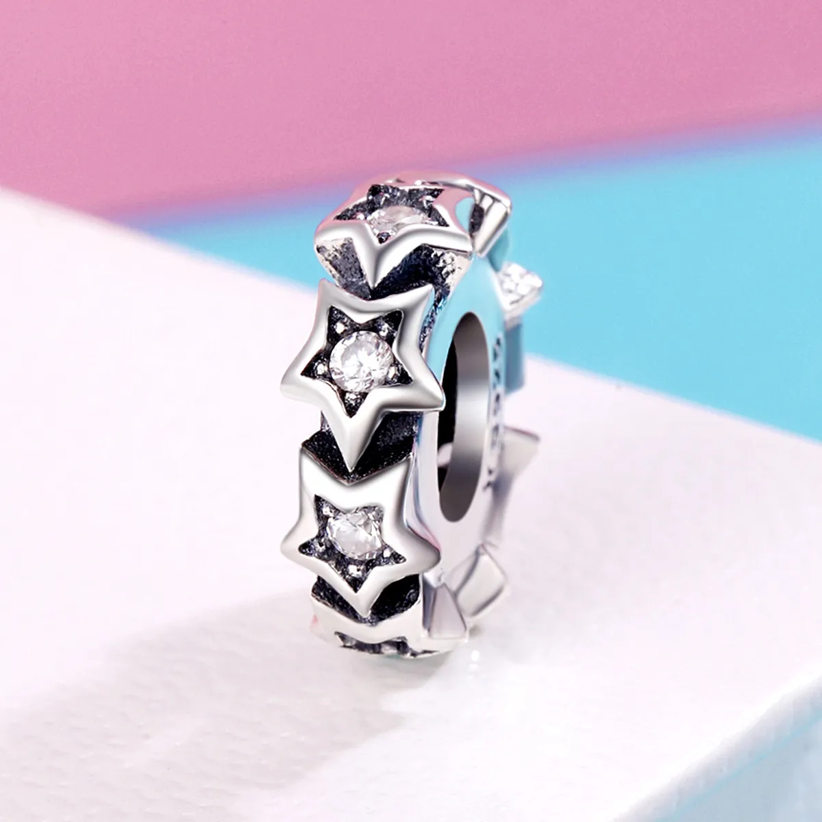 Pandora Style Silver Spacer Charm, Star - SCC244