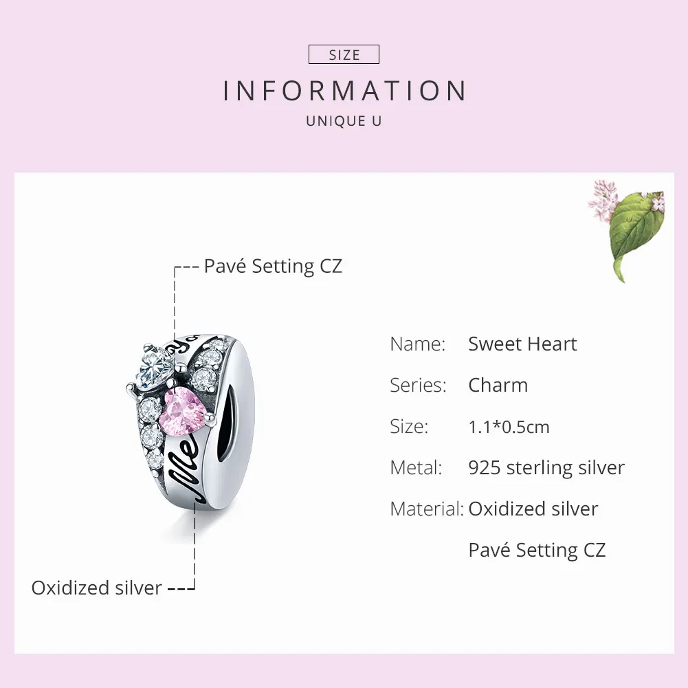 Pandora Style Silver Spacer Charm, Sweet Heart - BSC283