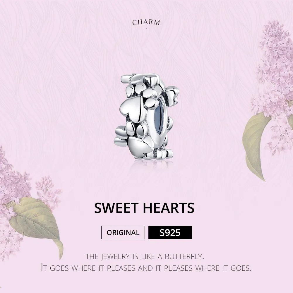 Pandora Style Silver Spacer Charm, Sweet Hearts - SCC1504