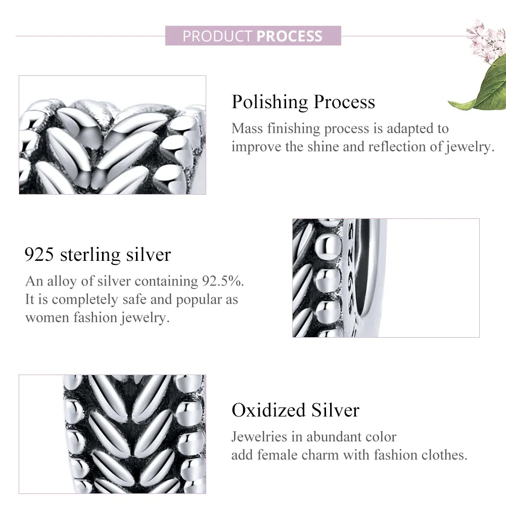 Pandora Style Silver Spacer Charm, Wheet - SCC1452