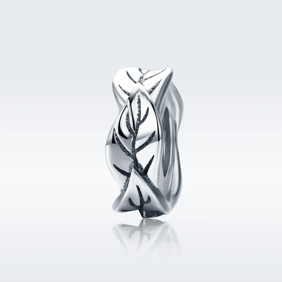 Pandora Style Silver Spacer Charm, White Leaves - SCC597