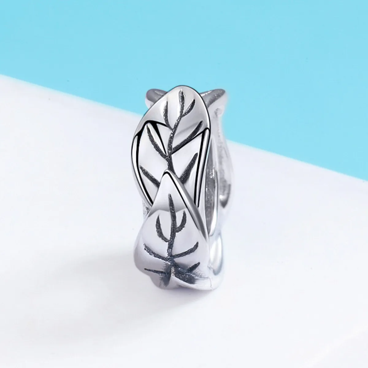 Pandora Style Silver Spacer Charm, White Leaves - SCC597