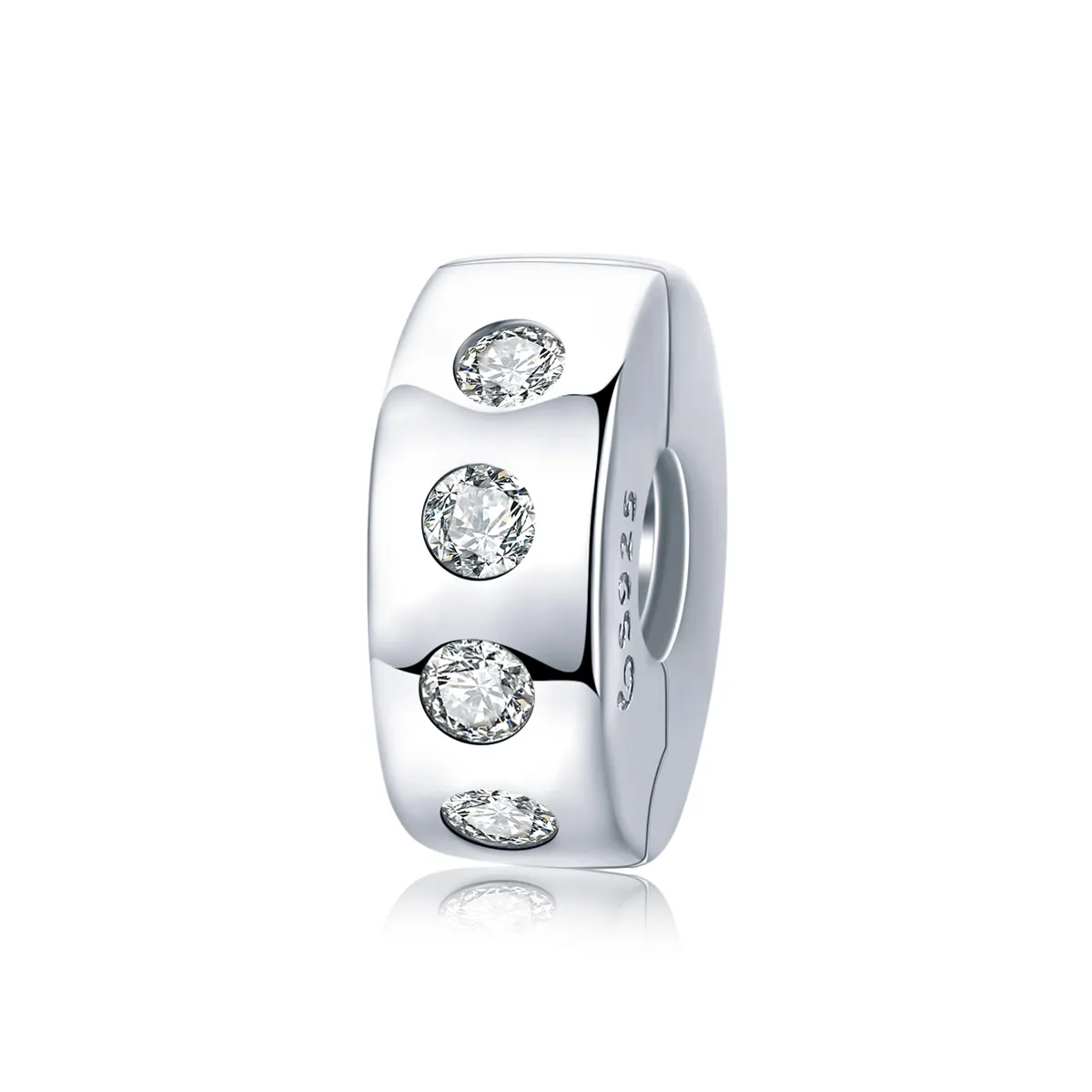 Pandora Style Silver Spacer Charm, Zirconia - BSC165