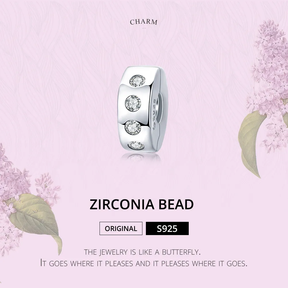 Pandora Style Silver Spacer Charm, Zirconia - BSC165