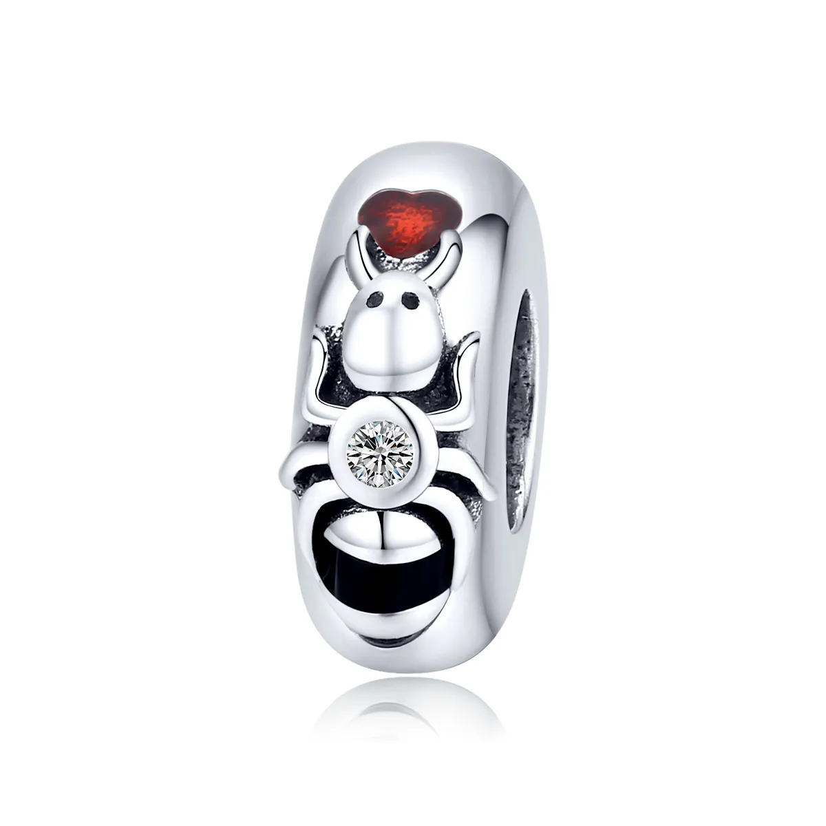 Pandora Style Spacer Charm, Ant, Red Enamel - SCC1482