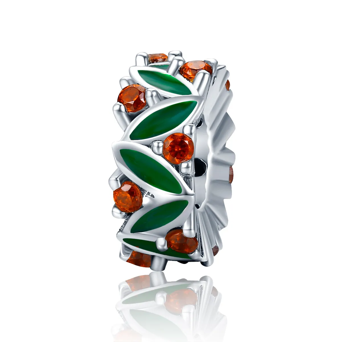 Pandora Style Spacer Charm, Christmas Tree Leaves, Multicolor Enamel - SCC317