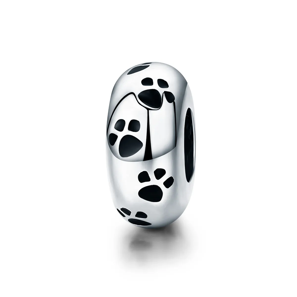 Pandora Style Spacer Charm, Pet Imprint, Black Enamel - SCC594