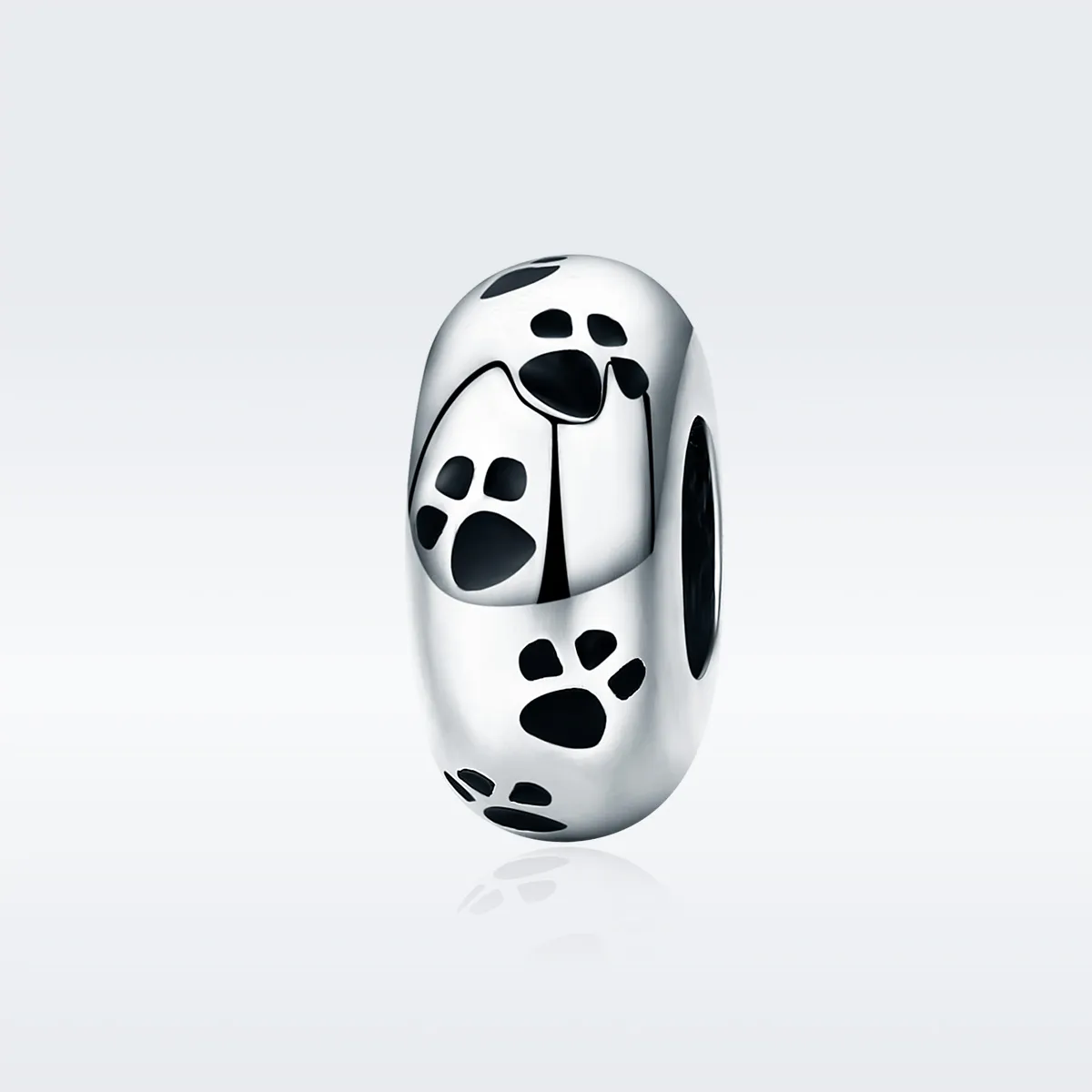 Pandora Style Spacer Charm, Pet Imprint, Black Enamel - SCC594