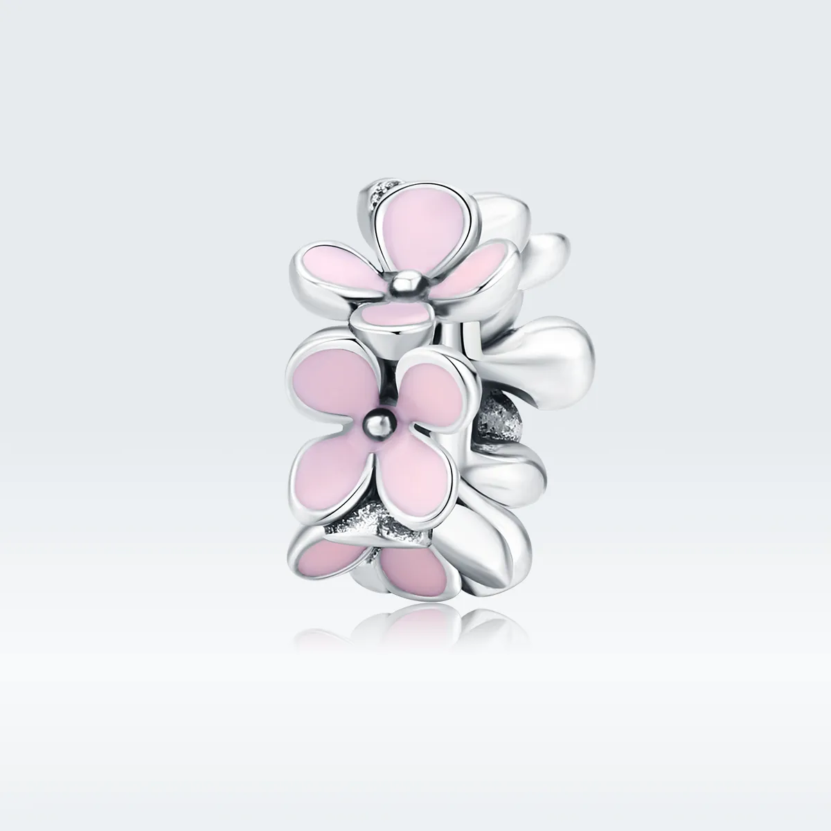 Pandora Style Spacer Charm, Pink Flower, Pink Enamel - SCC1484