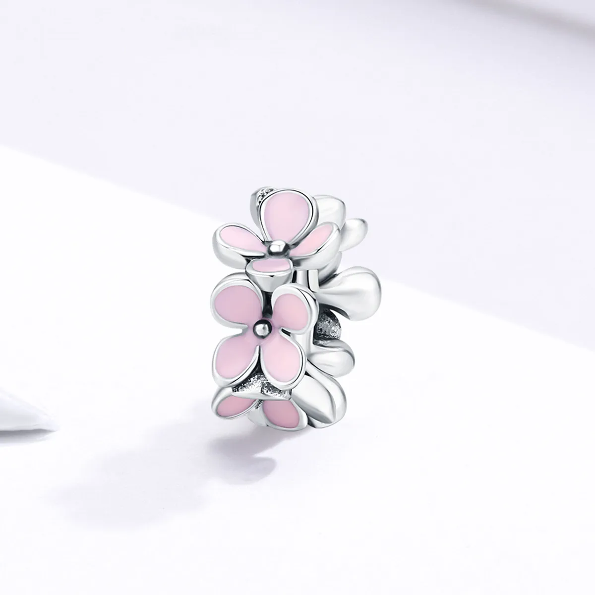 Pandora Style Spacer Charm, Pink Flower, Pink Enamel - SCC1484