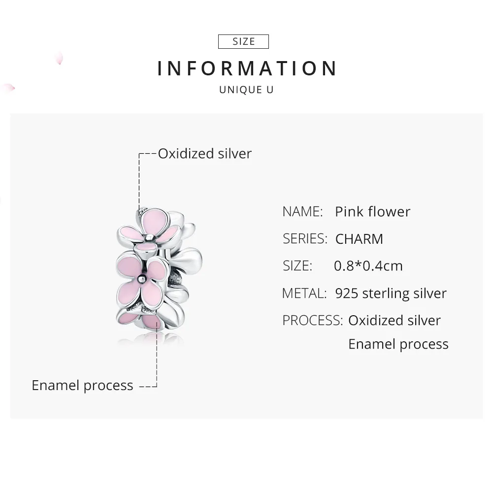 Pandora Style Spacer Charm, Pink Flower, Pink Enamel - SCC1484