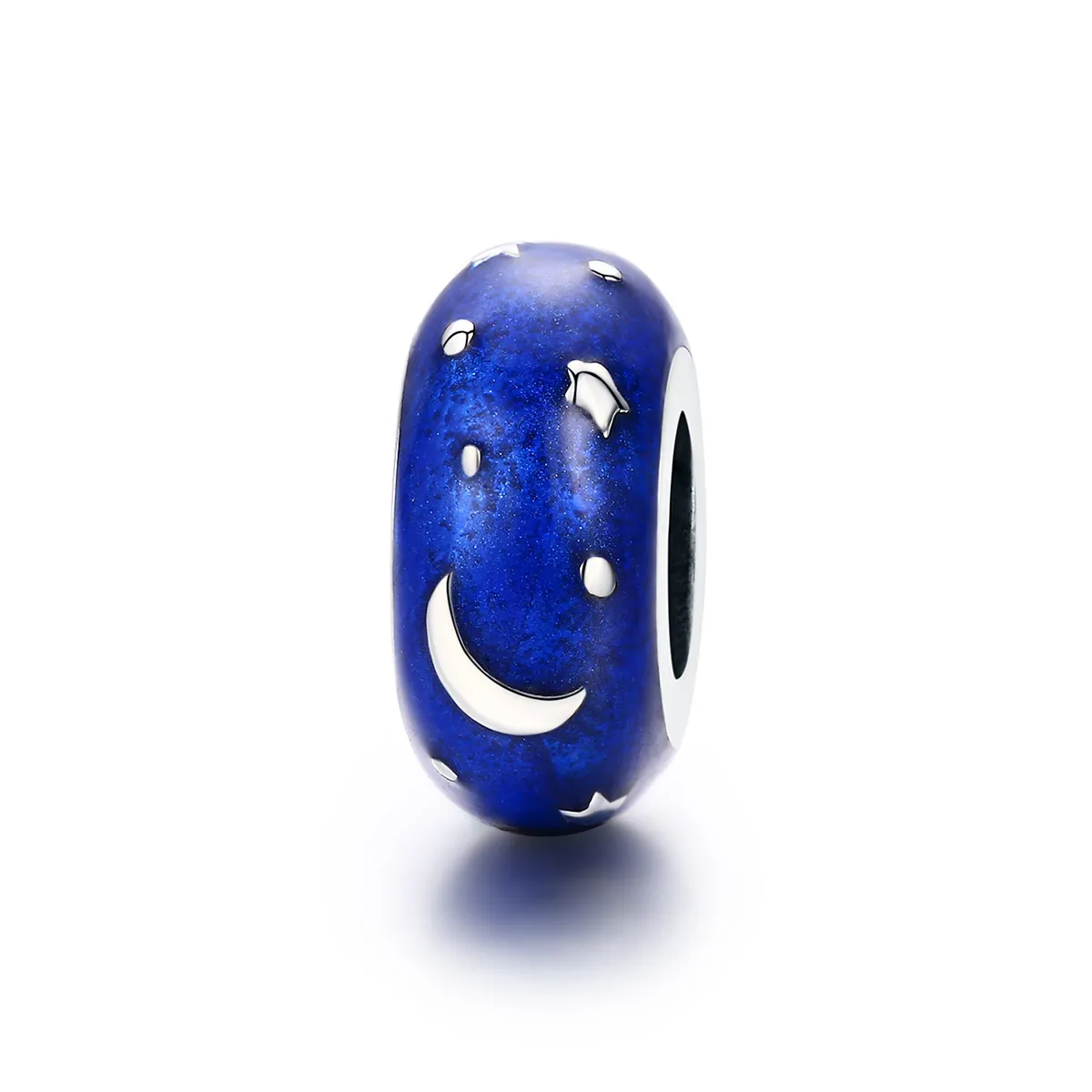 Pandora Style Spacer Charm, Starry Sky, Blue Enamel - SCC599