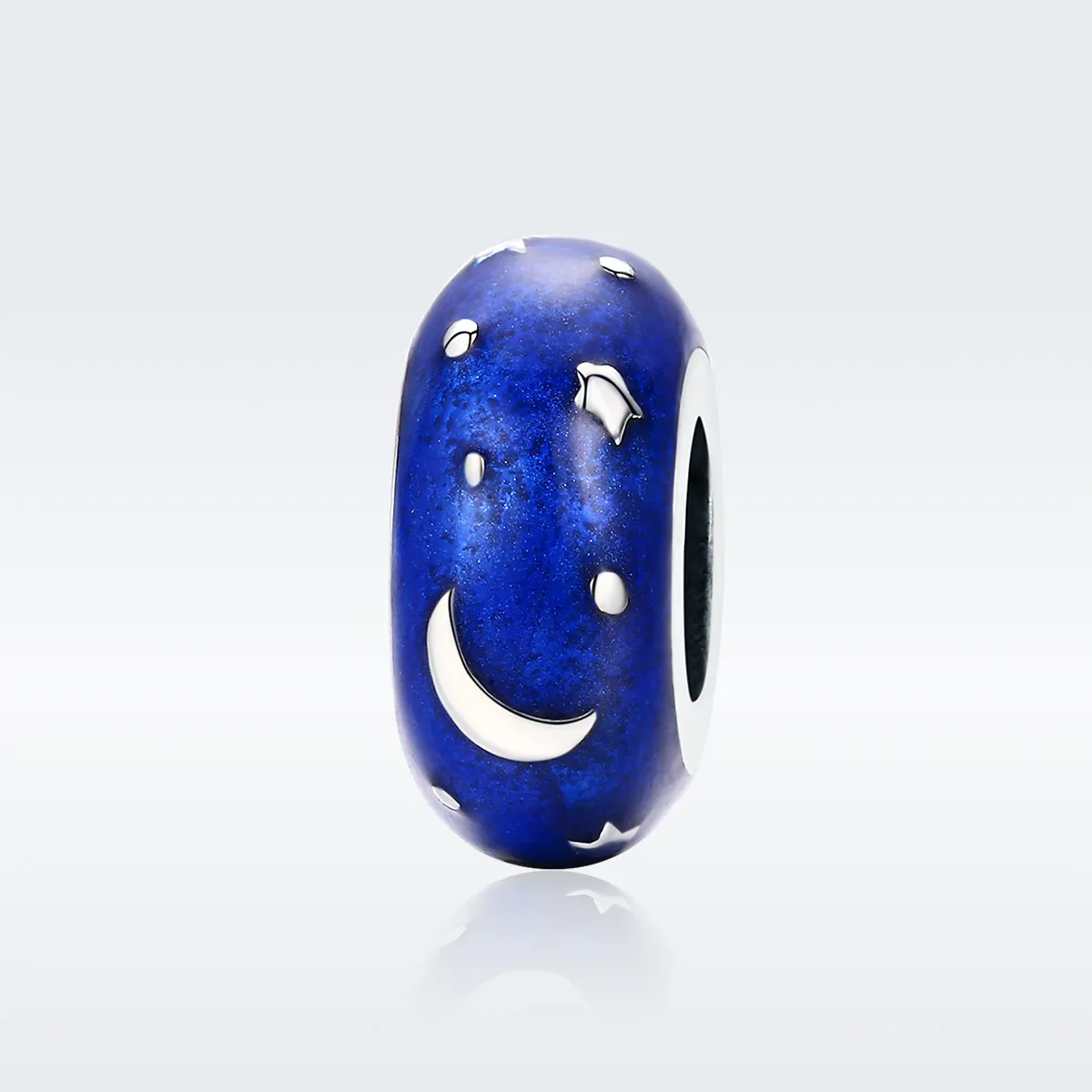 Pandora Style Spacer Charm, Starry Sky, Blue Enamel - SCC599