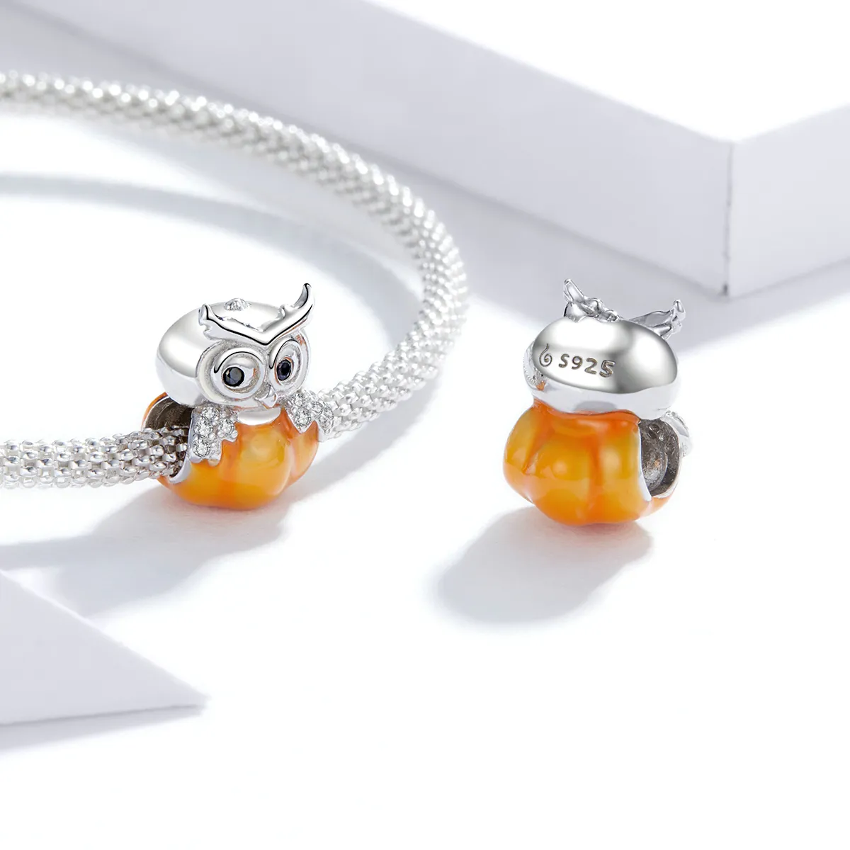 PANDORA Style Pumpkin Owl Charm - BSC342