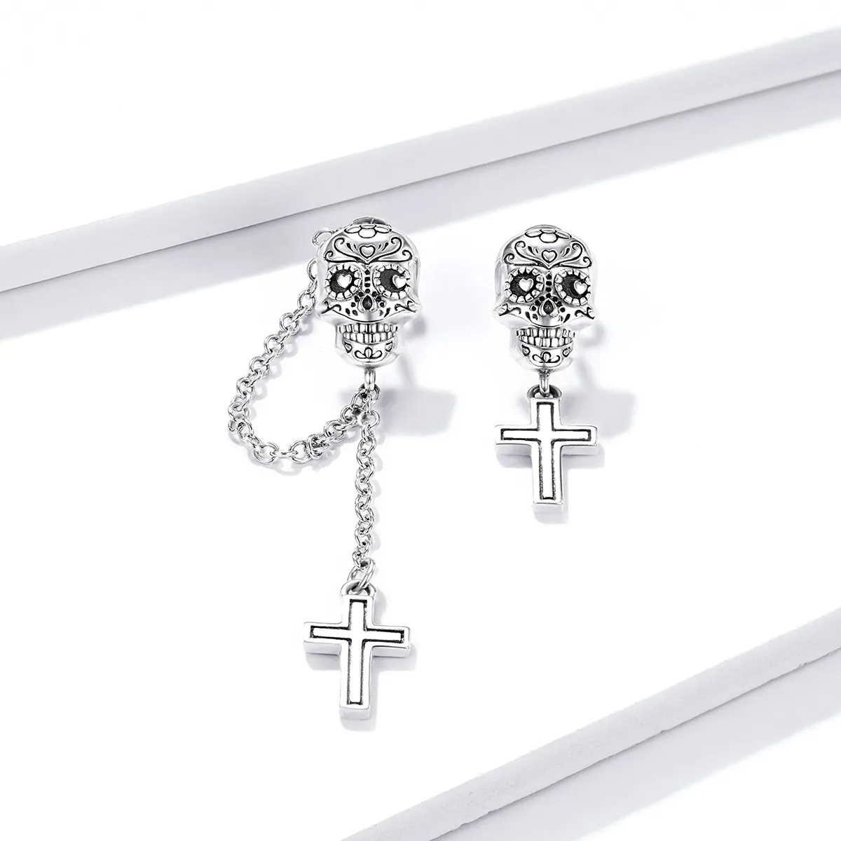 PANDORA Style Skull Cross Drop Earrings - BSE419