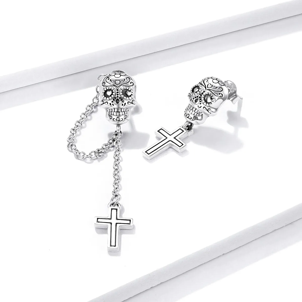 PANDORA Style Skull Cross Drop Earrings - BSE419