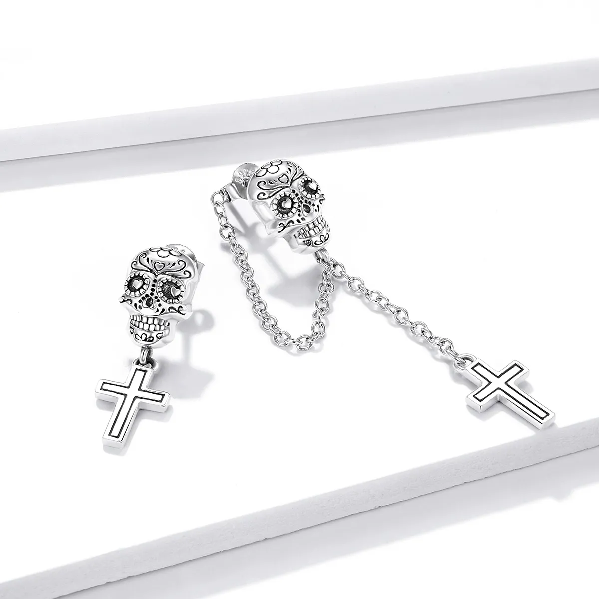 PANDORA Style Skull Cross Drop Earrings - BSE419