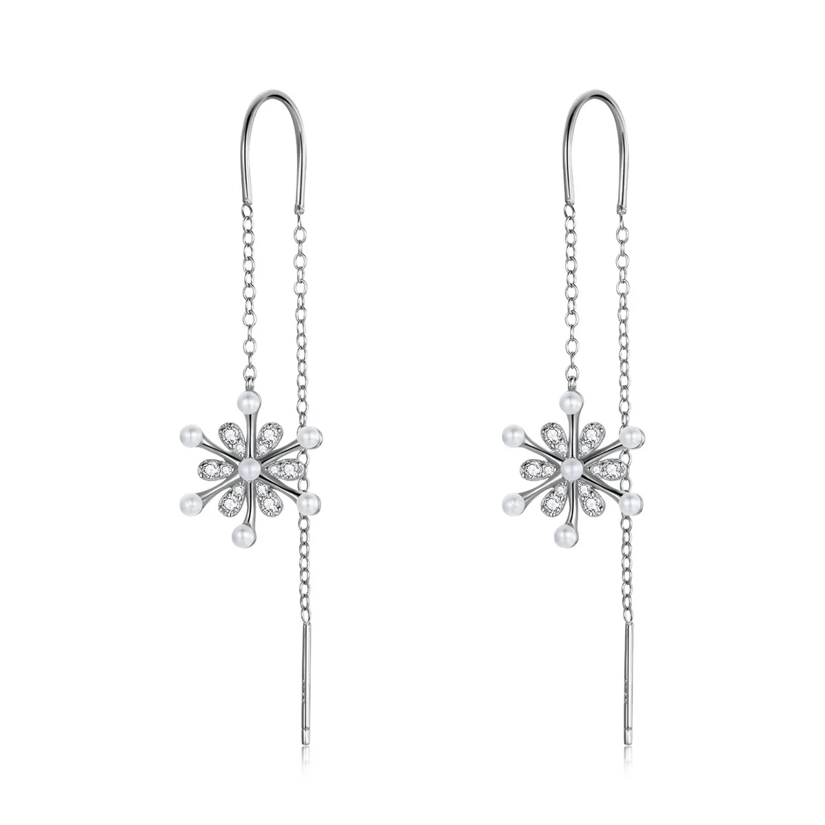 pandora style snowflakes drop earrings sce1305