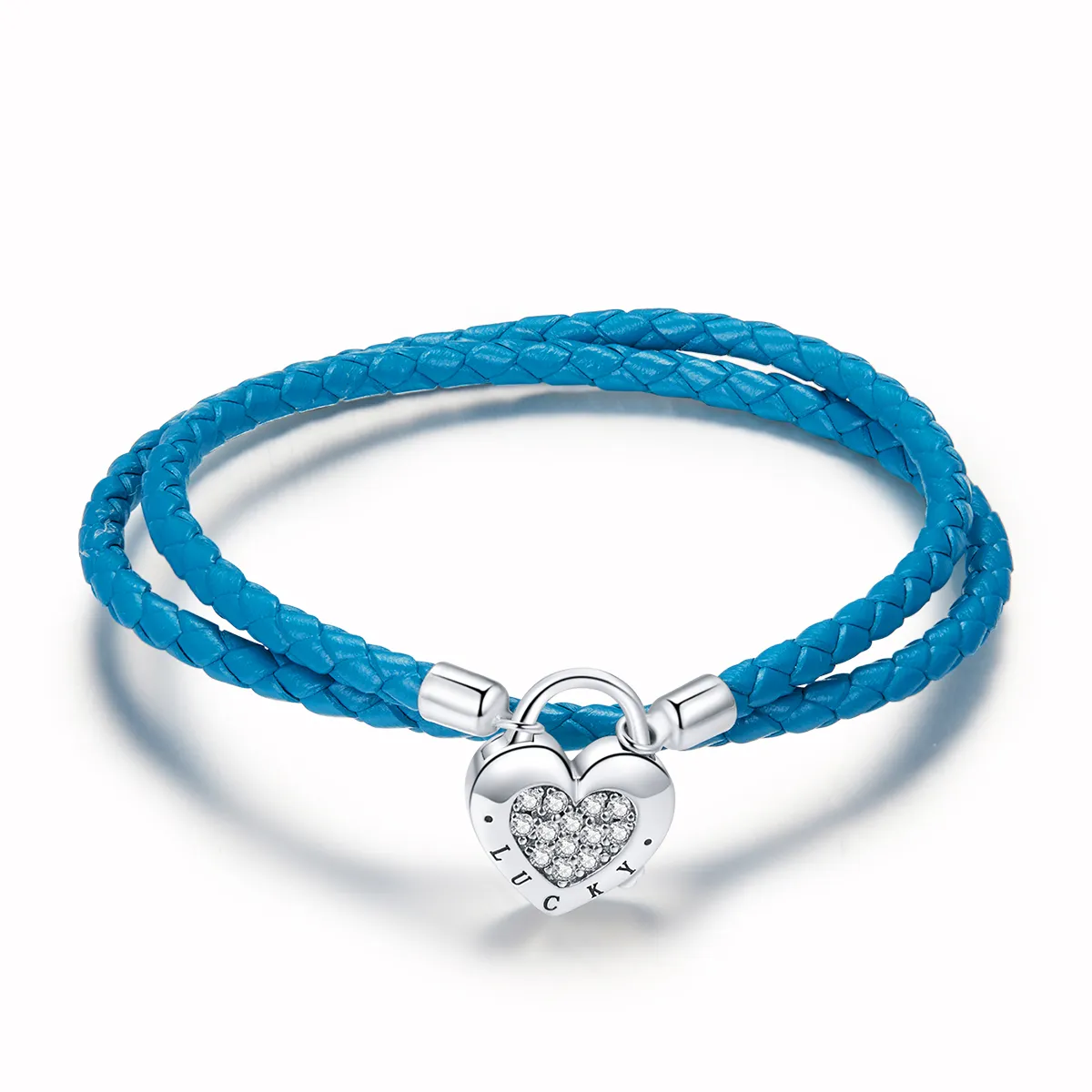 pandora style heart lock leather bracelet scb200