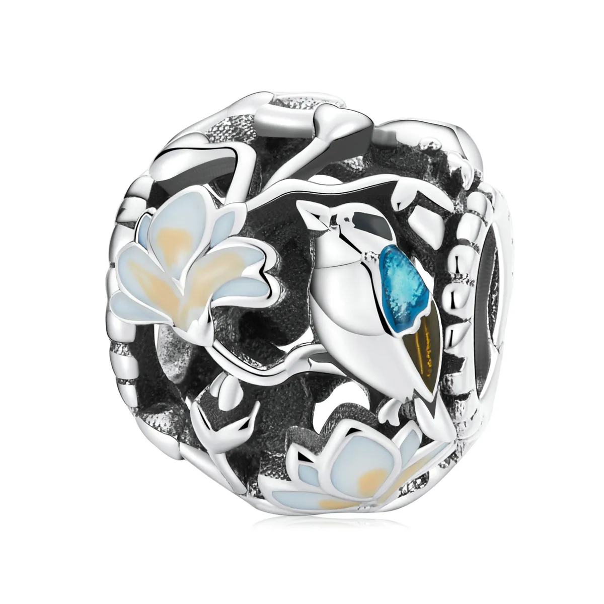 pandora style birds and flowers equinox charm scc2194