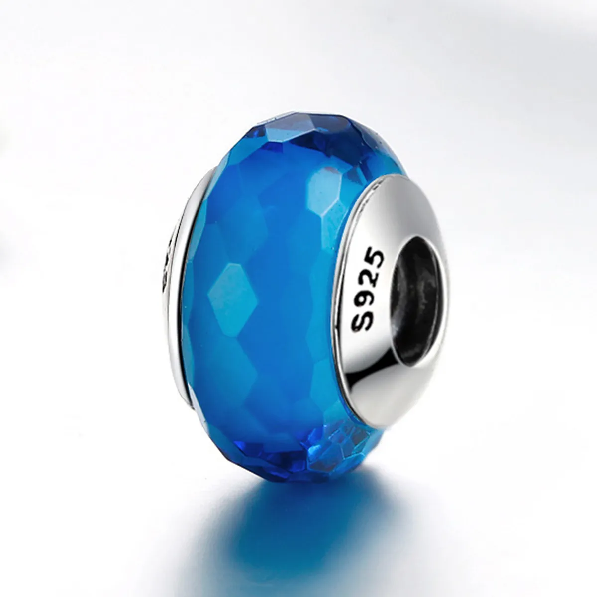 PANDORA Style Blue Facet Murano Glass Bead Charm - SCZ037