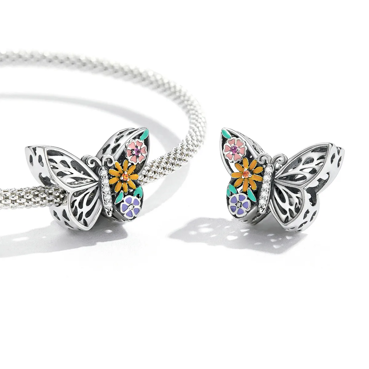 PANDORA Style Flower Butterfly Charm - BSC588