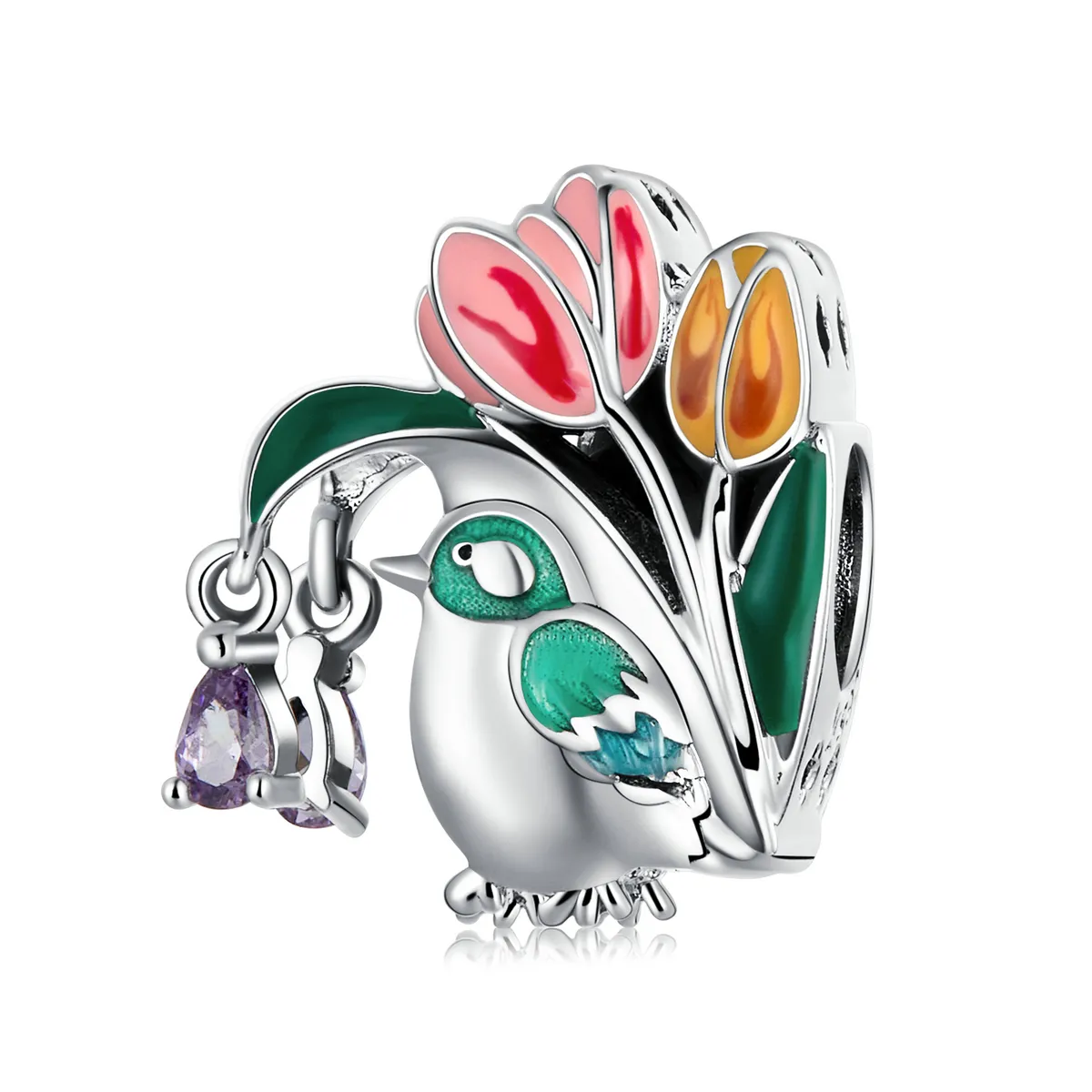 PANDORA Style Flowers and Birds - Rain Charm - SCC2193