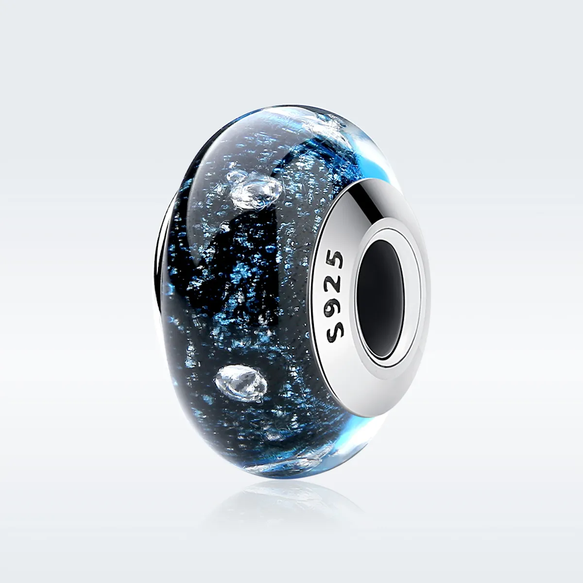 pandora style midnight bubbling with threaded murano glass charm scz028