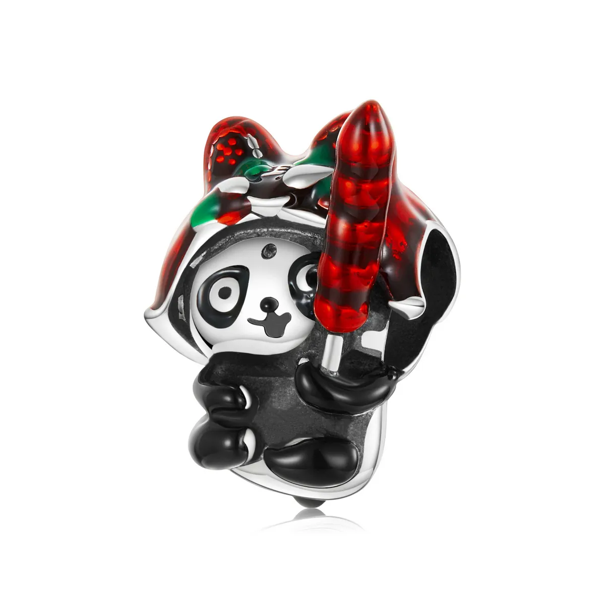 pandora style panda with tiger hat charm scc2105