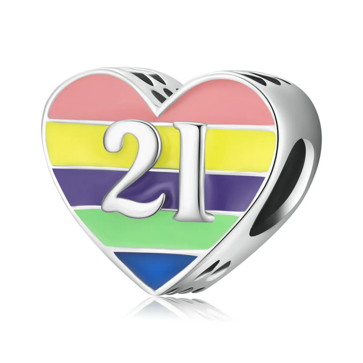 pandora style rainbow heart charm bsc548