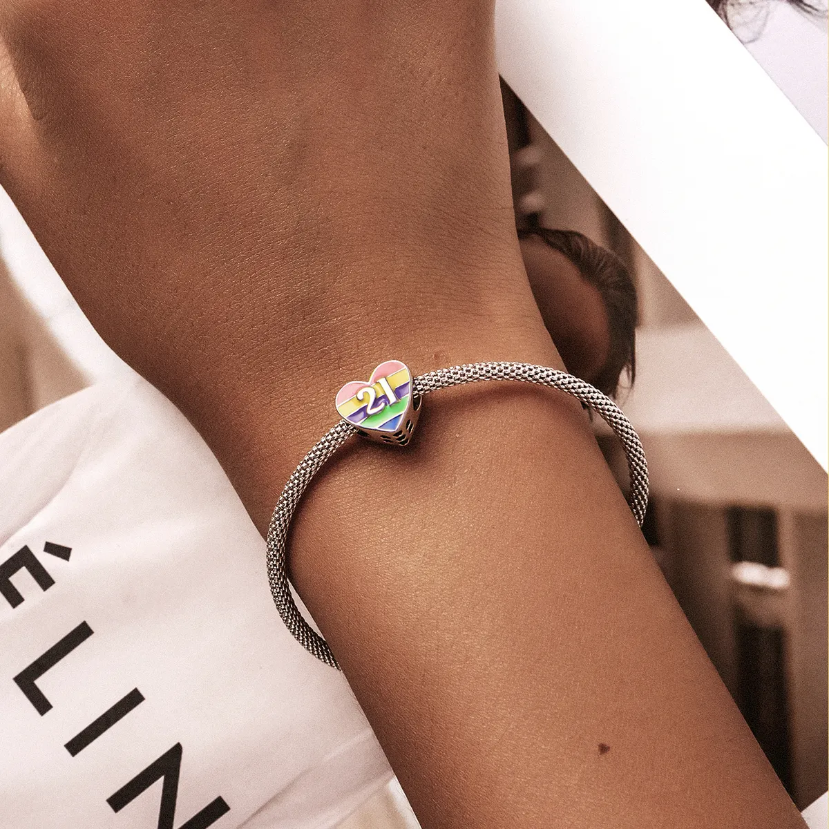 PANDORA Style Rainbow Heart Charm - BSC548