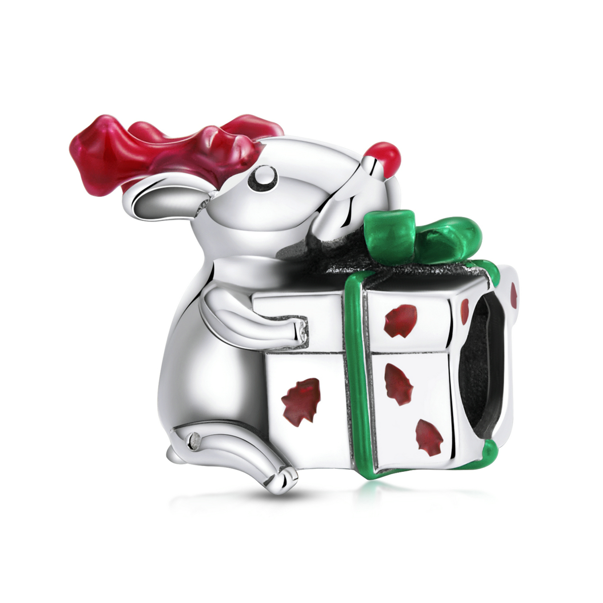 pandora style reindeer giving gifts charm bsc540
